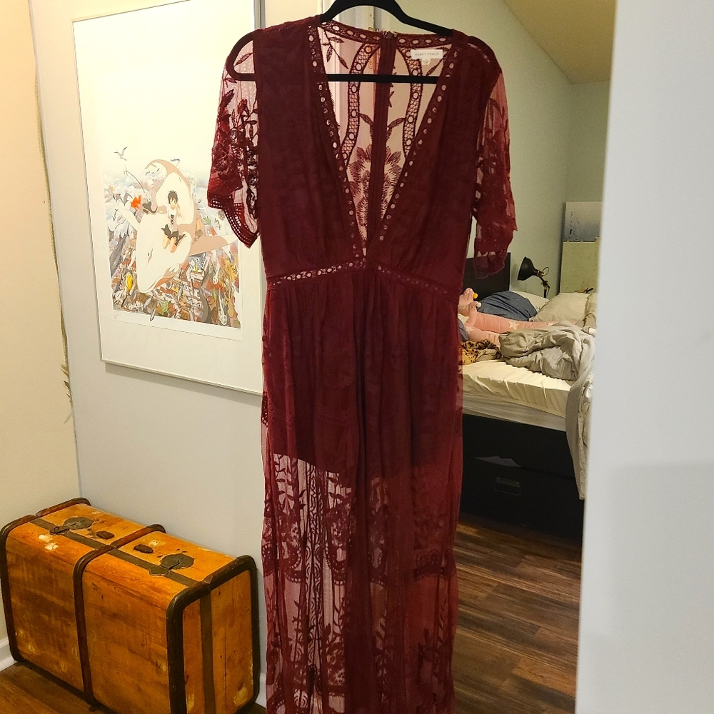 Burgundy honey punch romper